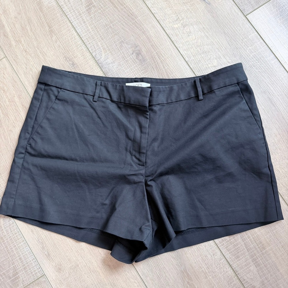 LOFT Riviera Shorts Women 18 Black Curvy Fit Chino Cotton Blend Mid Rise